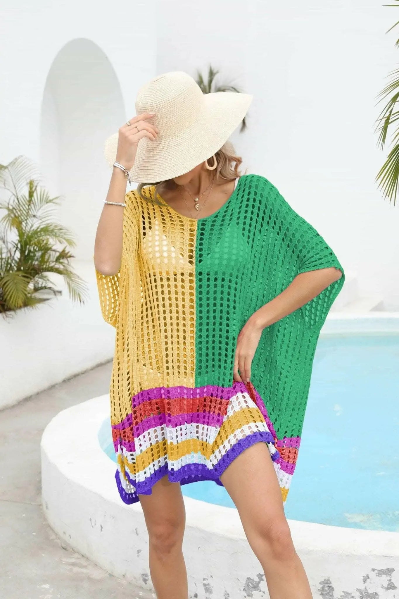 Chic openwork scoop neck cover-up - Love Salve